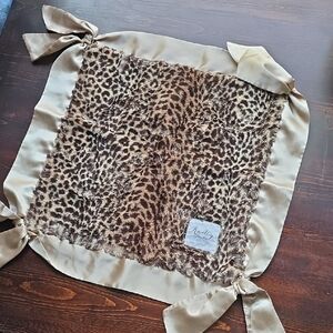 Knotty Blankie Mint Leopard Faux Fur & Satin Luxury Lovey Security Blanket
